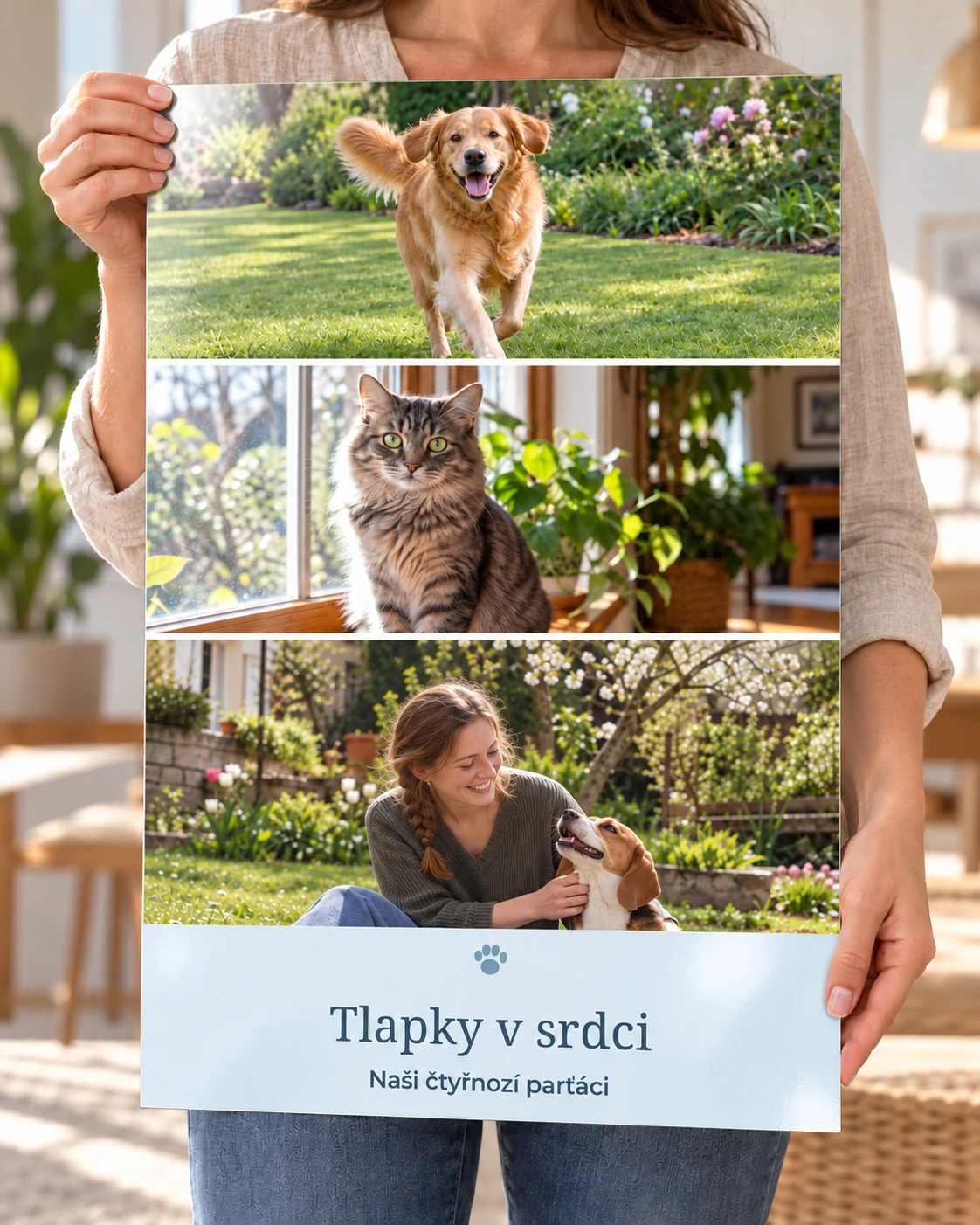 Tlapky v srdci — koláž pro milovníky zvířat